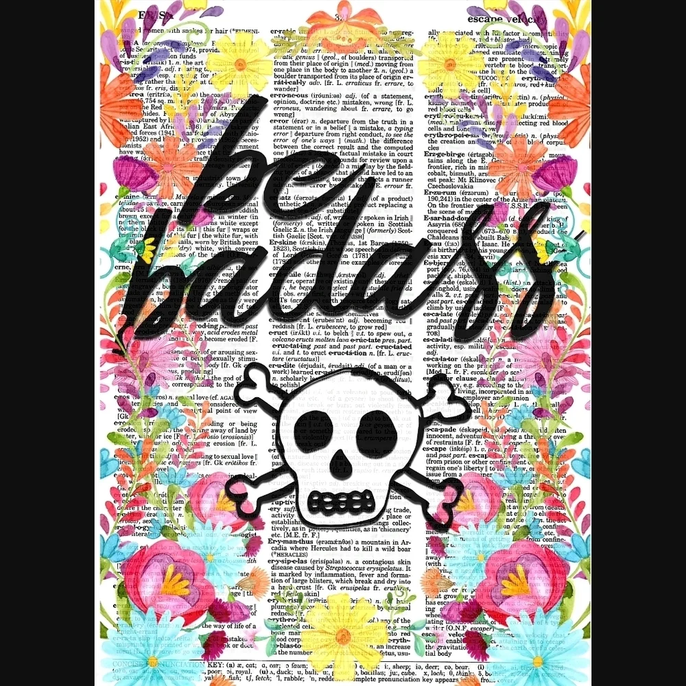 Be Bad Skull Vintage Dictionary Art Print